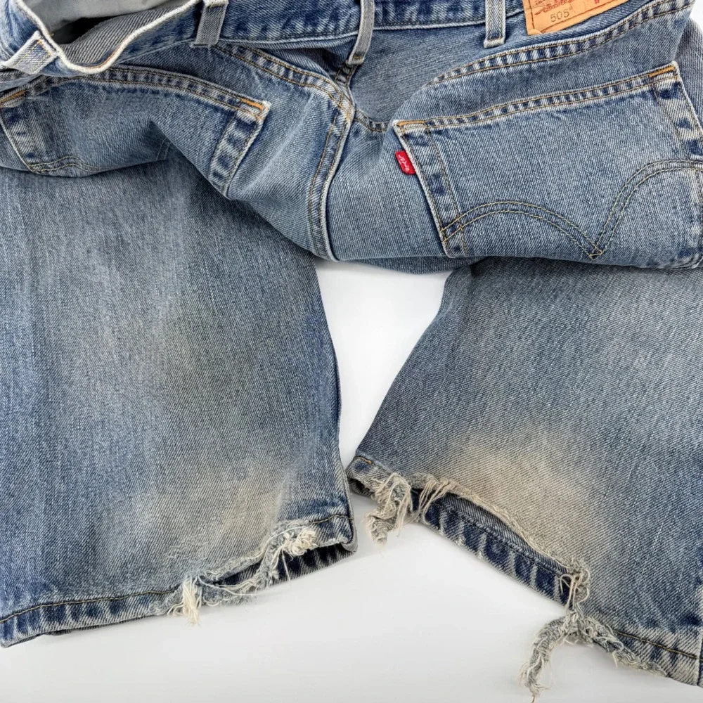 Levi's 505 Regular Fit Distressed Jeans Vintage Workwear 38x29 Medium Wash Blue